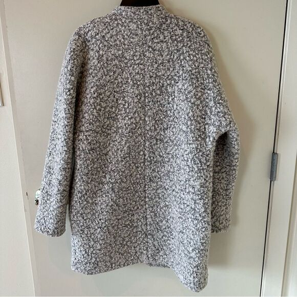 H&M 2 Melange Mid length Teddy Coat in Boucle Yarn Grey - Picture 9 of 10